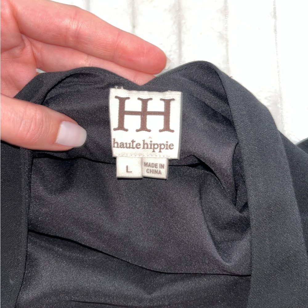 Haute Hippie Black Sheath Mock Neck Backless Mini Cocktail Dress Size L - Picture 10 of 12